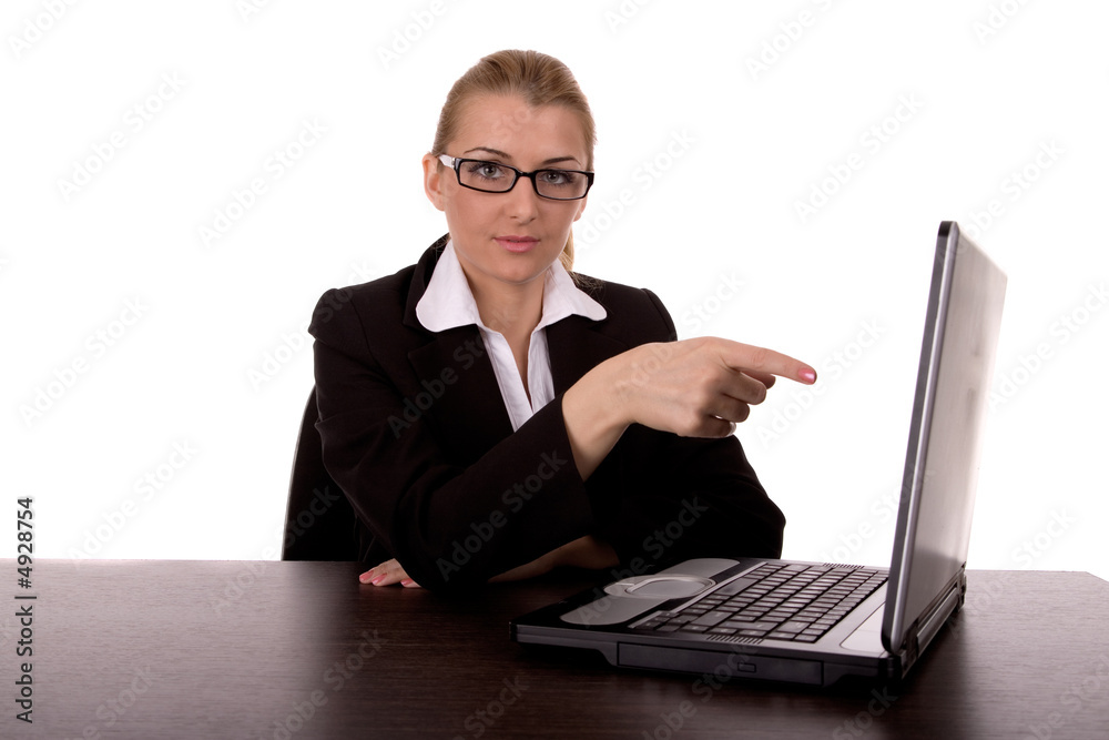 business woman to point on laptop business woman to point on laptop