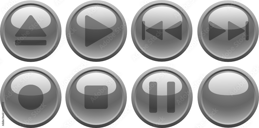 Grey media buttons. [Vector]