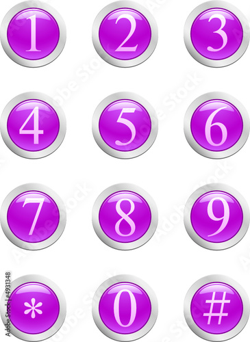 Numbers - violet button. [Vector]