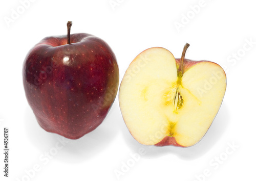 Red and half-cut apple isolated with white backgrownd