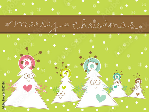 cartoon whimsical christmas tree greeting
