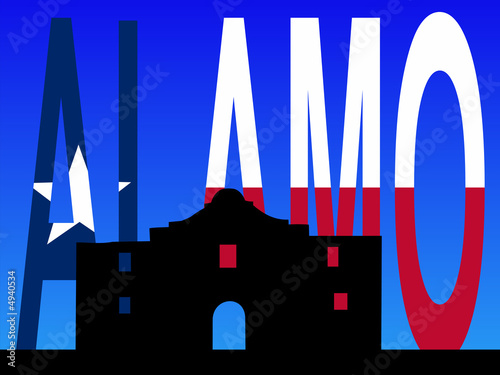 Foto The Alamo San Antonio with Texan flag