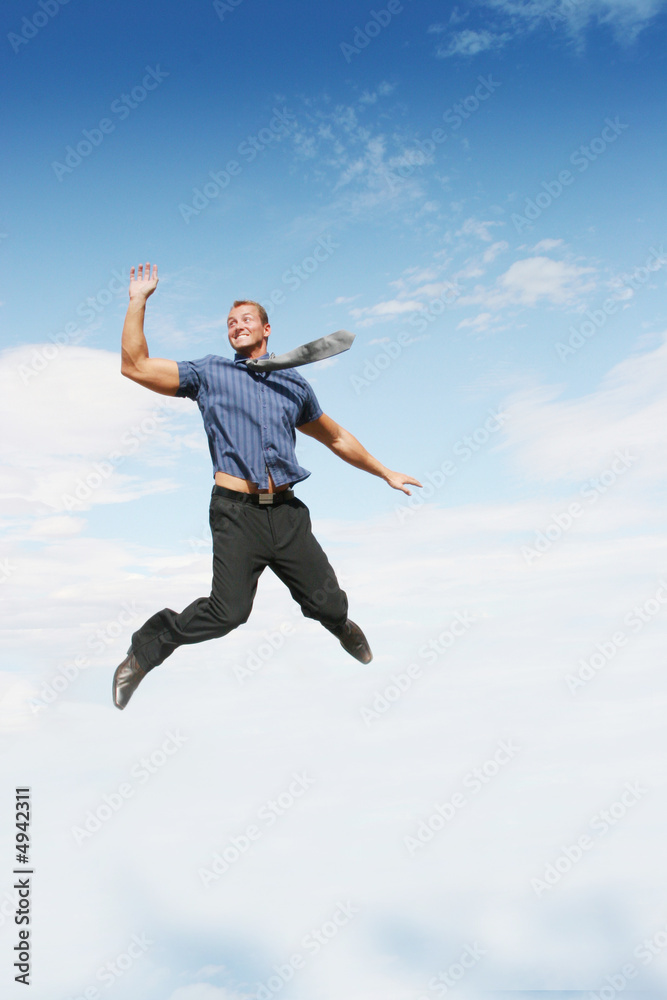 Businessman jumping