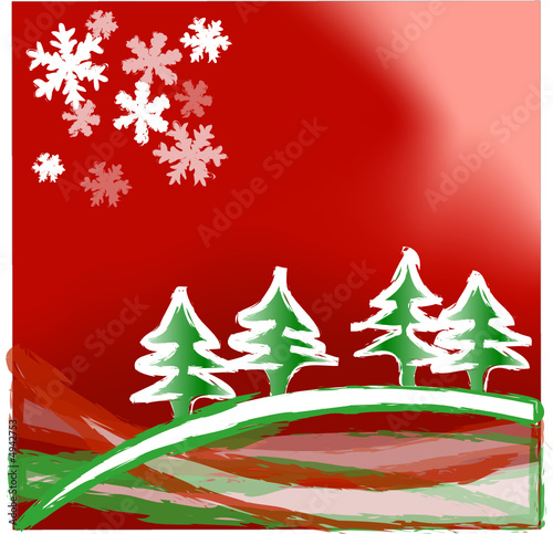Forêt de sapin sous la neige - illustration