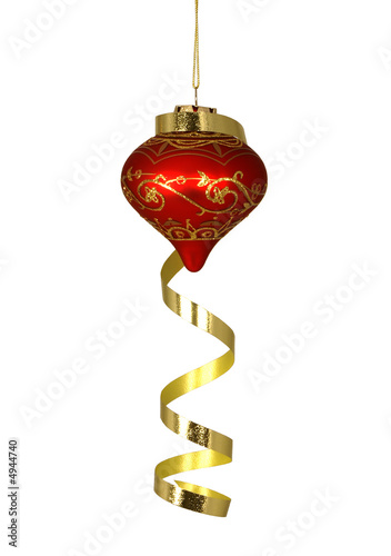 Christmas Tree Ornament with Gold Ribbon