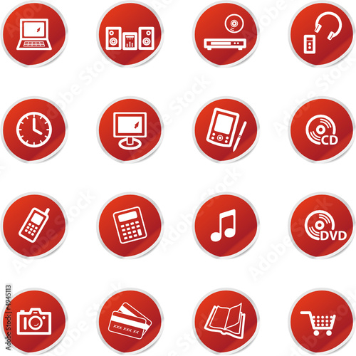 red sticker home electronics icons