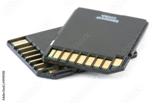 Secure Digital memory cards on white background
