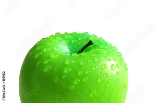 Apple with water drops isolated on white