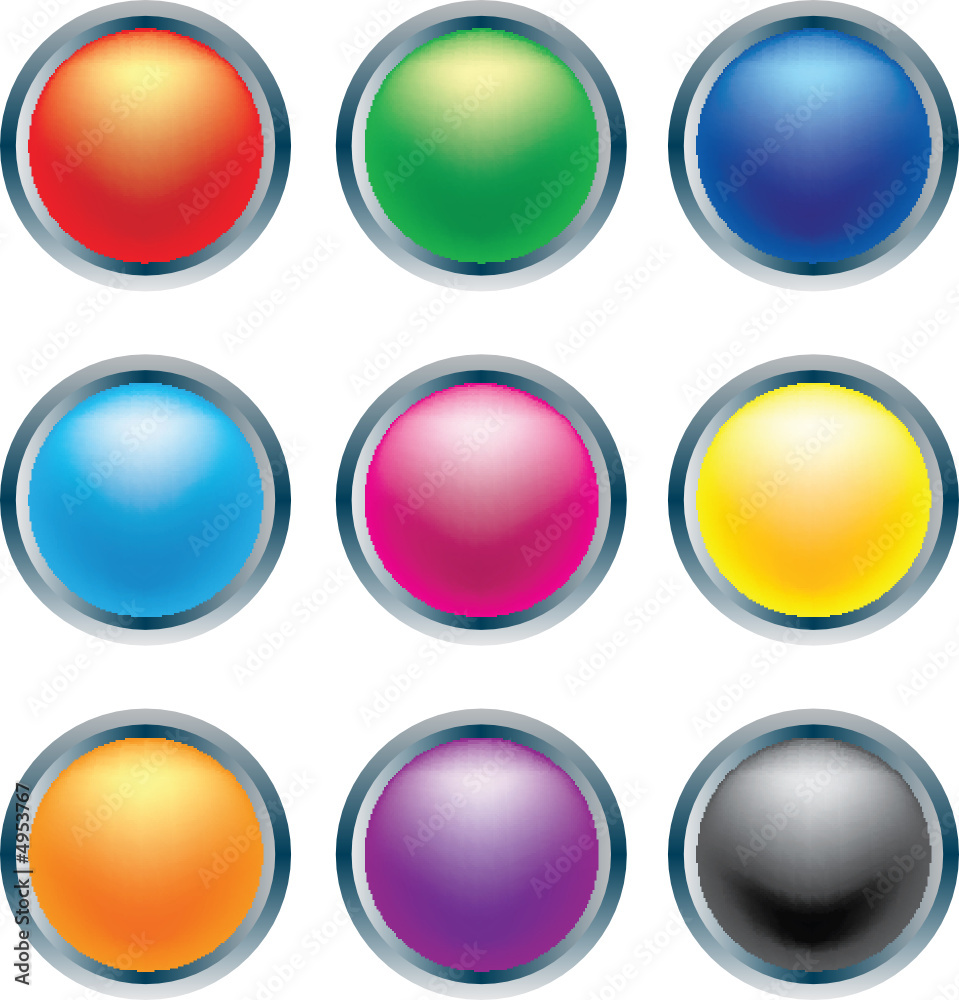 3D buttons in primary colors 3D buttons in primary colors
