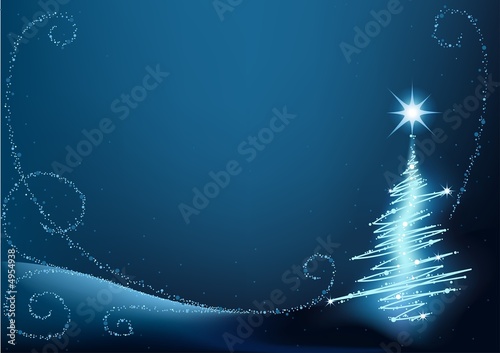 Blue Christmas Tree - christmas background