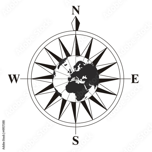 Black and white compass