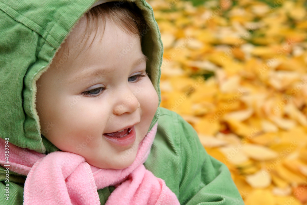baby at a park in Autumn baby at a park in Autumn