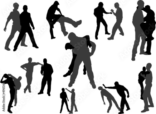 Fight. Vector Silhouettes.