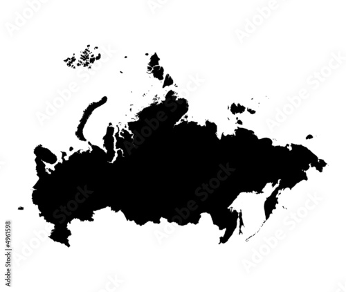 Detailed b/w map of Russia