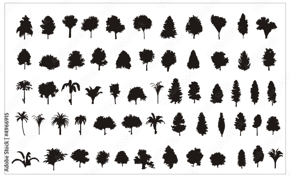 siluetas de arboles en vector