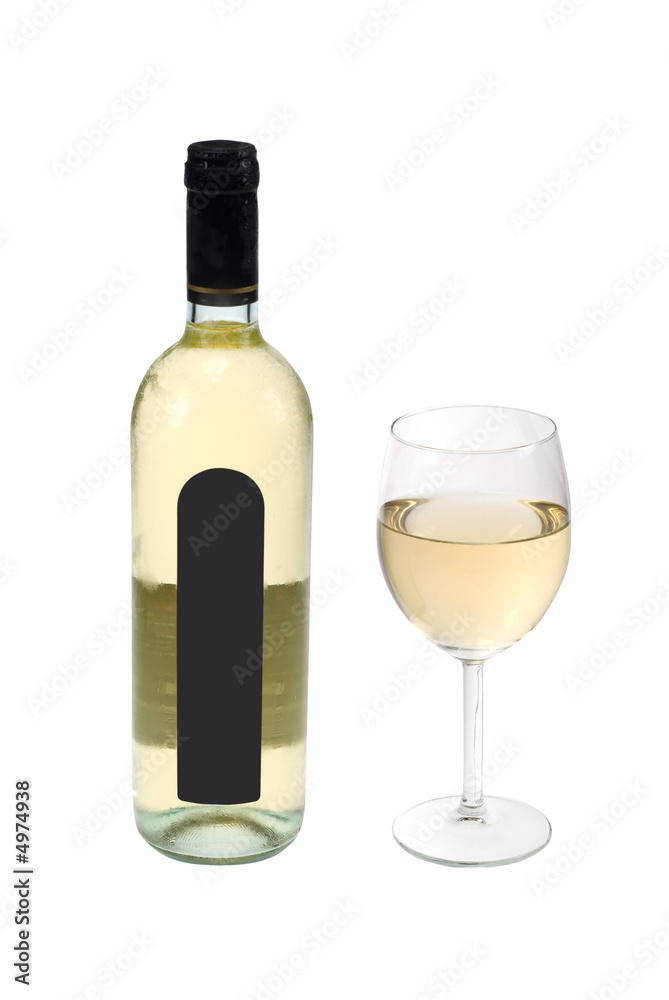 bottle and glass of white wine bottle and glass of white wine
