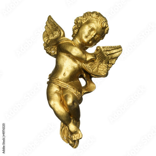 Canvas Print golden angel playing the harp