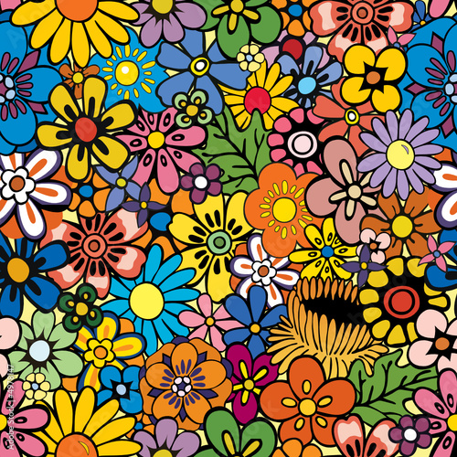 Vivid, colorful, repeating floral background