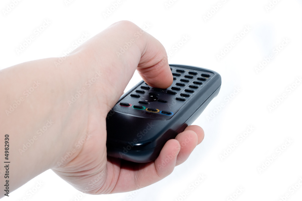 Infrared remote control unit in hand Infrared remote control unit in hand