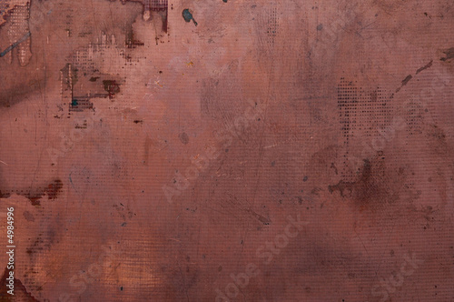 Old oxidized and scratched copper plate