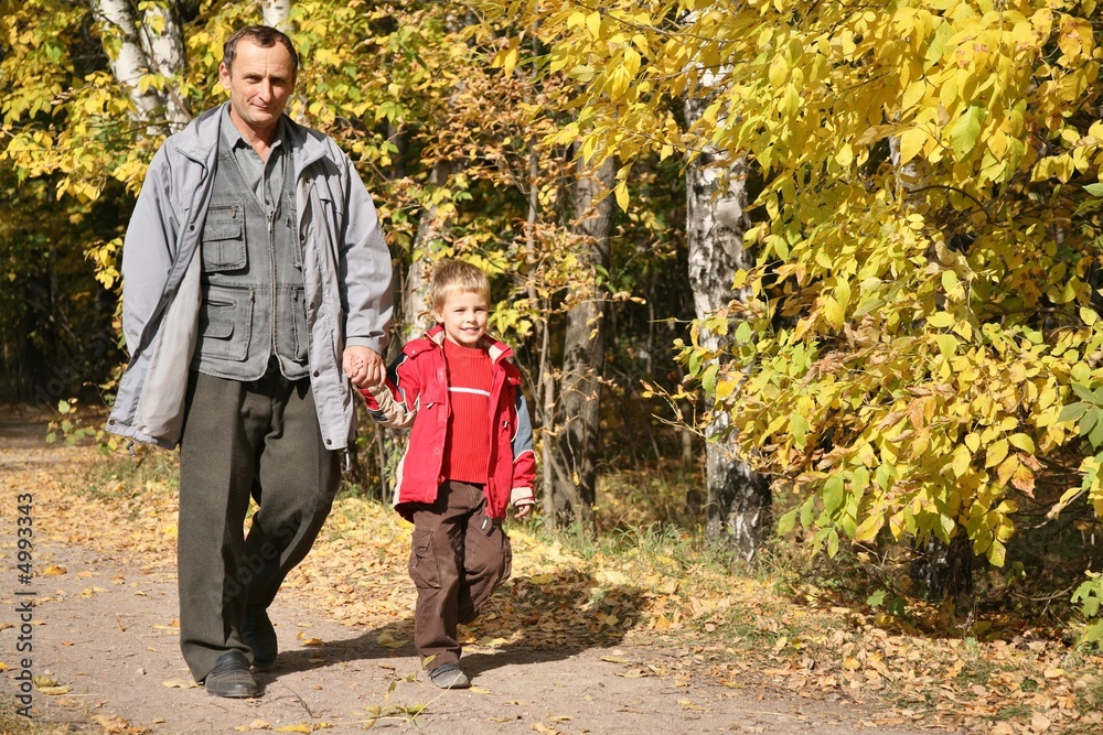 Fototapeta premium grandfather with grandson