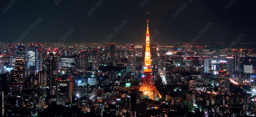 Obraz premium Widok na Tokio nocą