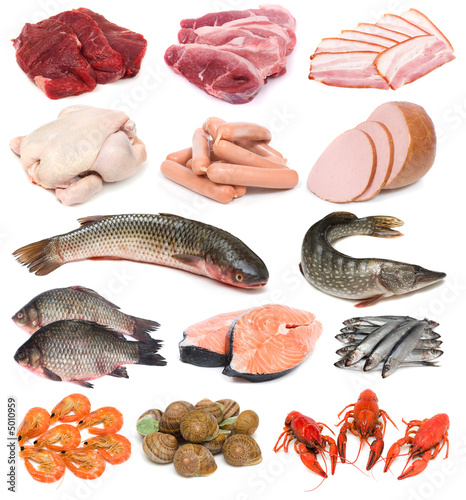 Carta da parati i pesci - Carta da parati Meat, fish and seafood