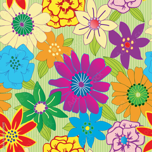 Colorful flower seamless repeating background © Adroach