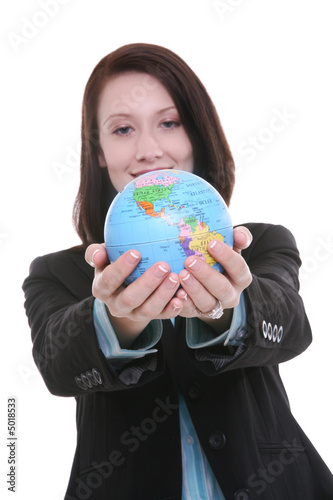 Business Woman with Globe