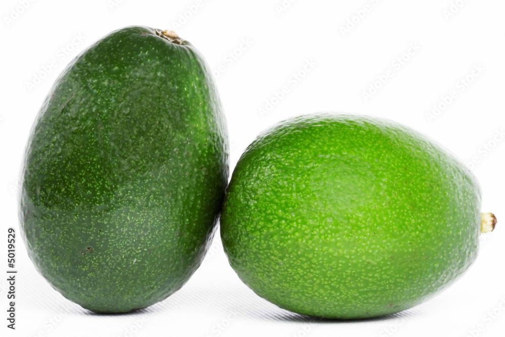 Abstract. Avocado fruits on white. Sexual pose.