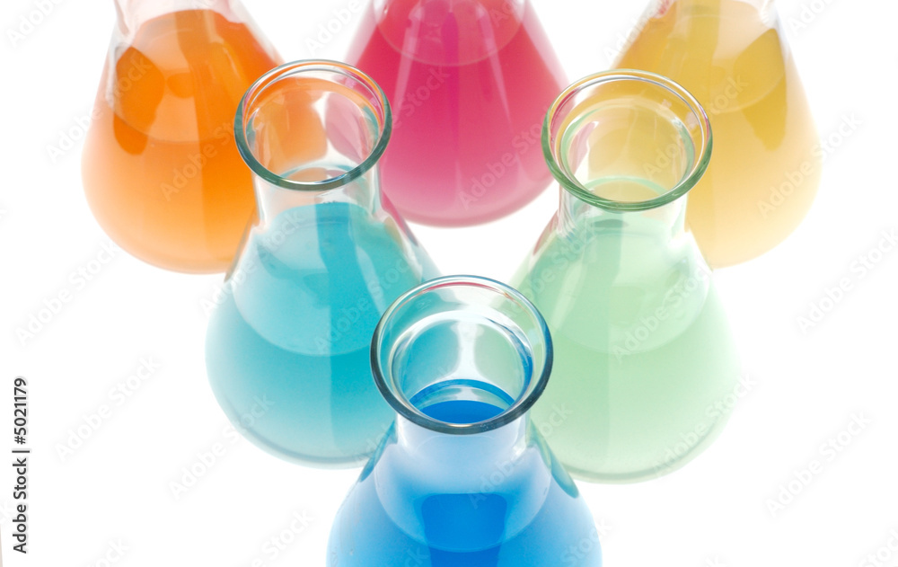 Test tubes isolated fulled with different color chemicals Test tubes isolated fulled with different color chemicals