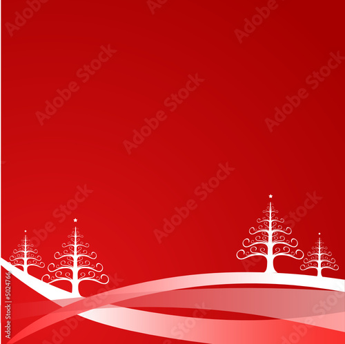 Fond rouge pour Noël avec sapins
