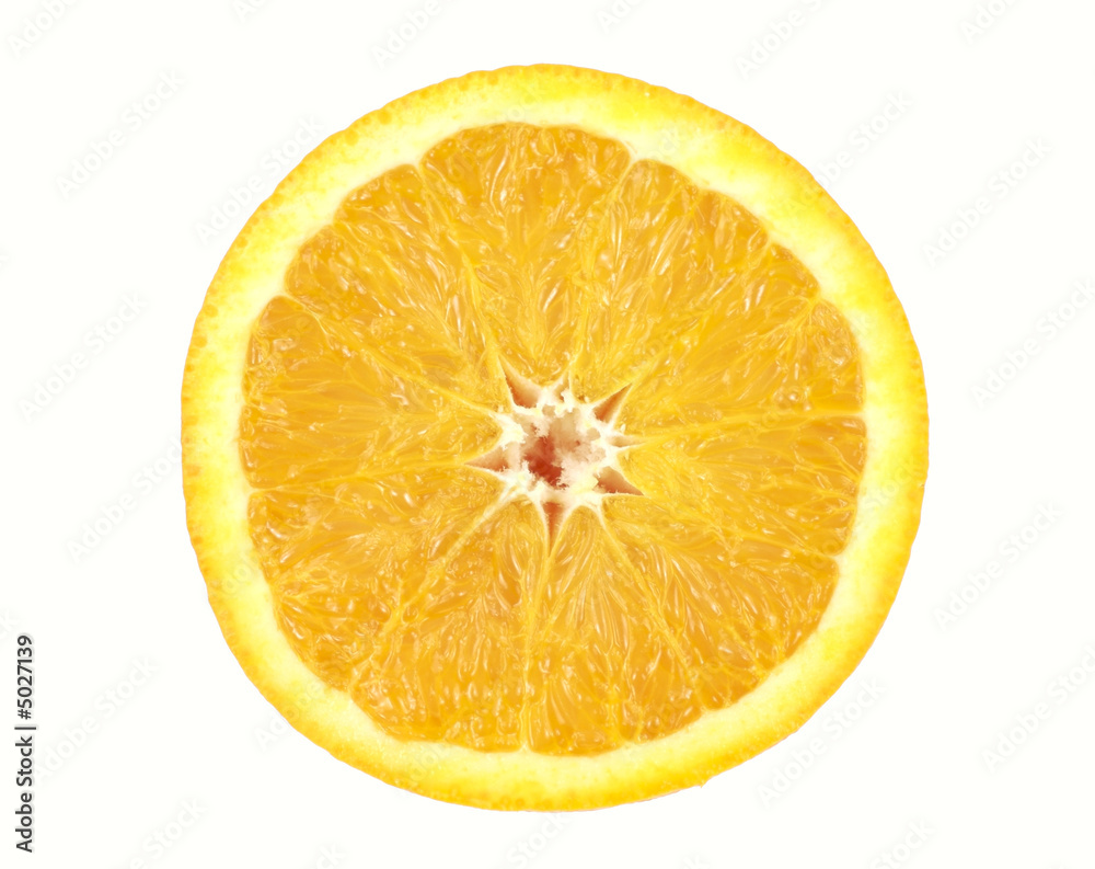Orange sliced in half isolated on white back ground. Orange sliced in half isolated on white back ground.