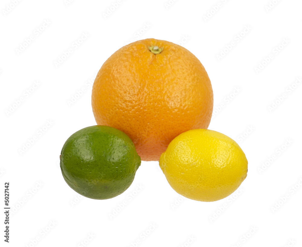 Orange, lemon and lime isolated on white back ground. Orange, lemon and lime isolated on white back ground.