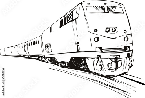 Speeding train sketch style