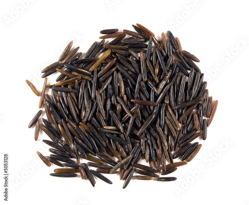 Pile of wild rice on a white background
