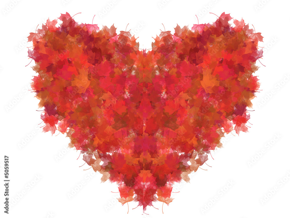 Heart from red foliage (isolated)