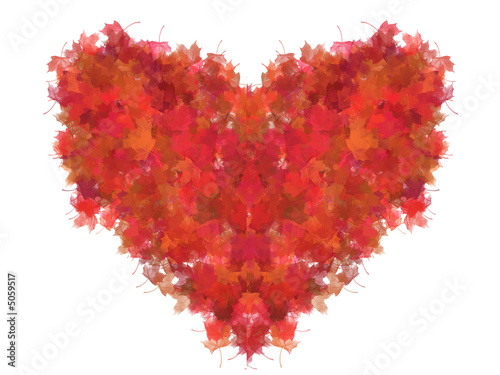 Heart from red foliage (isolated)