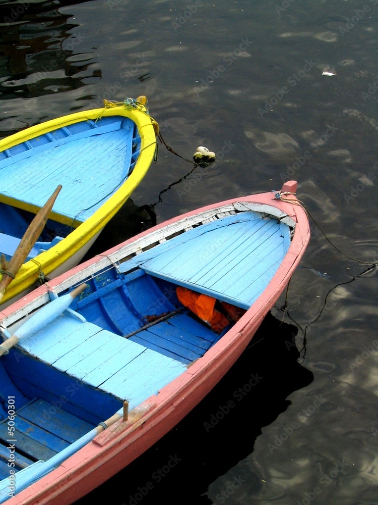 Colorful twin boats