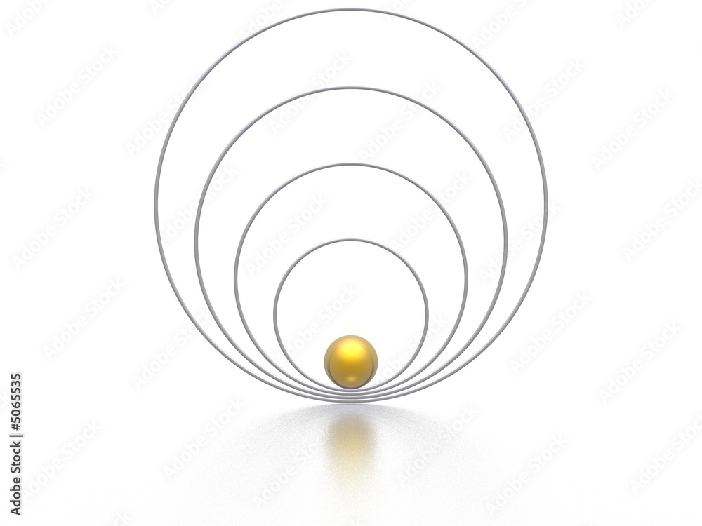 gold sphere and silver rings