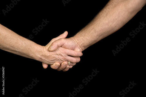 Man & woman shaking hands