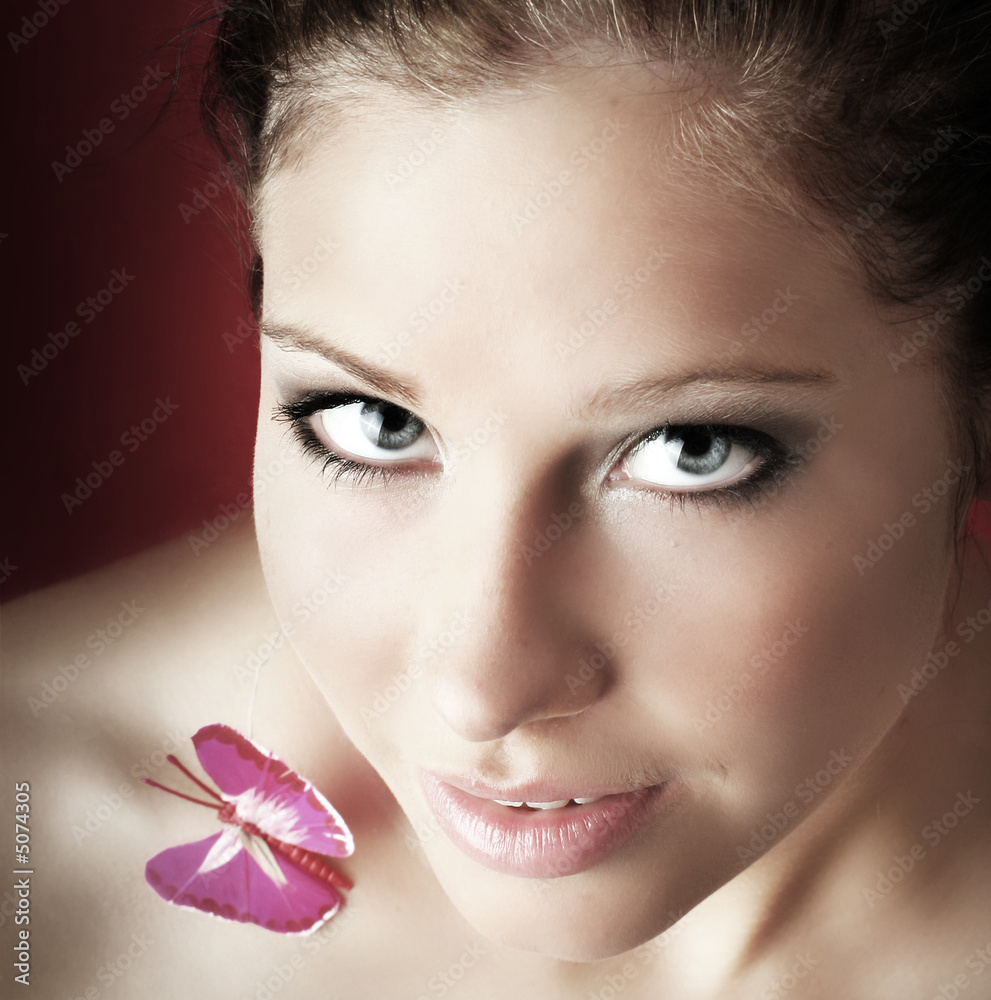 beautiful woman with a butterfly beautiful woman with a butterfly