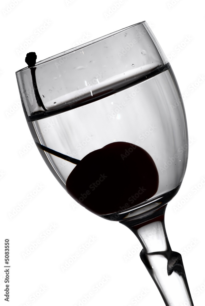 cherry in glass (b/w)