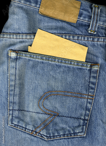 Jeans back pocket with black area for a message