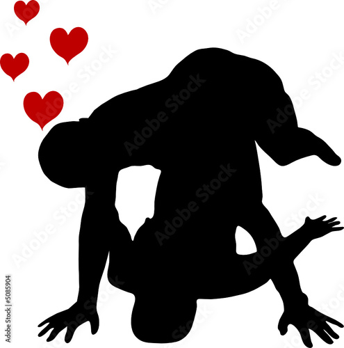 Silhouette of couple in love