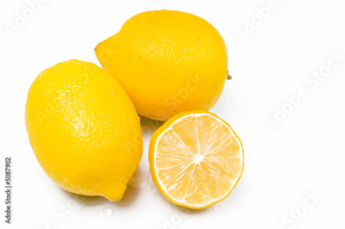 yellow lemons on white