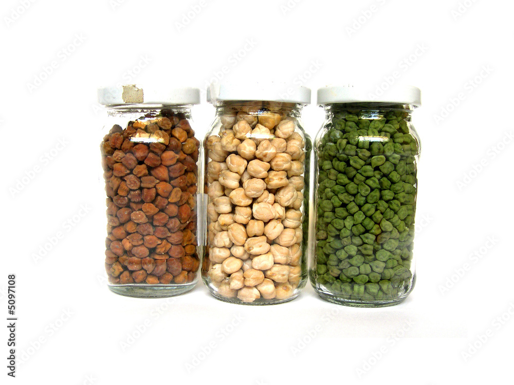 Tricolor Chick Peas in Small Bottles 3 Tricolor Chick Peas in Small Bottles 3