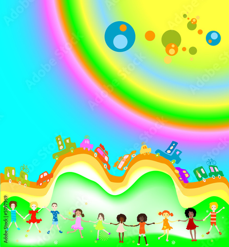 kids and rainbow