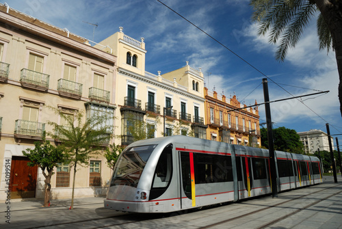 Modern urban railway in the city of Seville, Spain