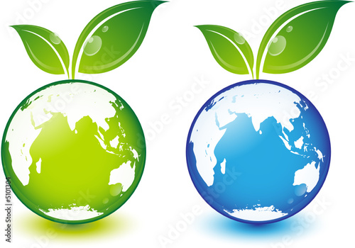Terre vectorielle à feuilles, facilement modifiable